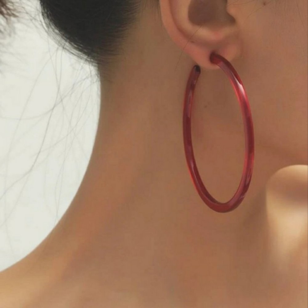 Red SOLID HOOP EARRINGS